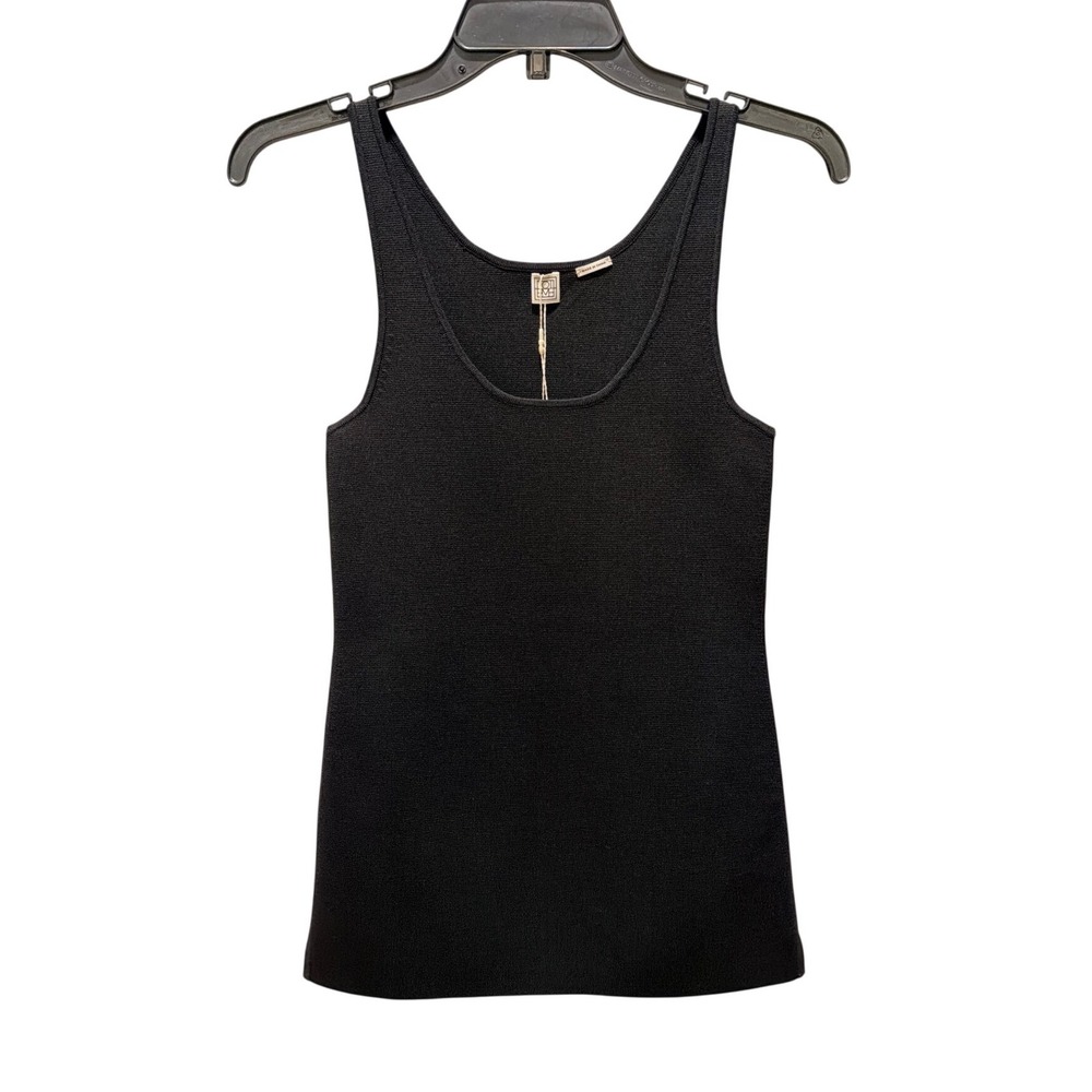 Toteme Compact Knit Tank Viscose Blend Black Scoop Neck Sleeveless Top Small NEW